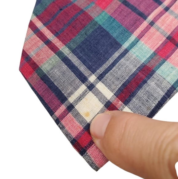 Vntg Lands' End Blue and Red Madras Plaid Tie. 54" - Picture 7 of 7